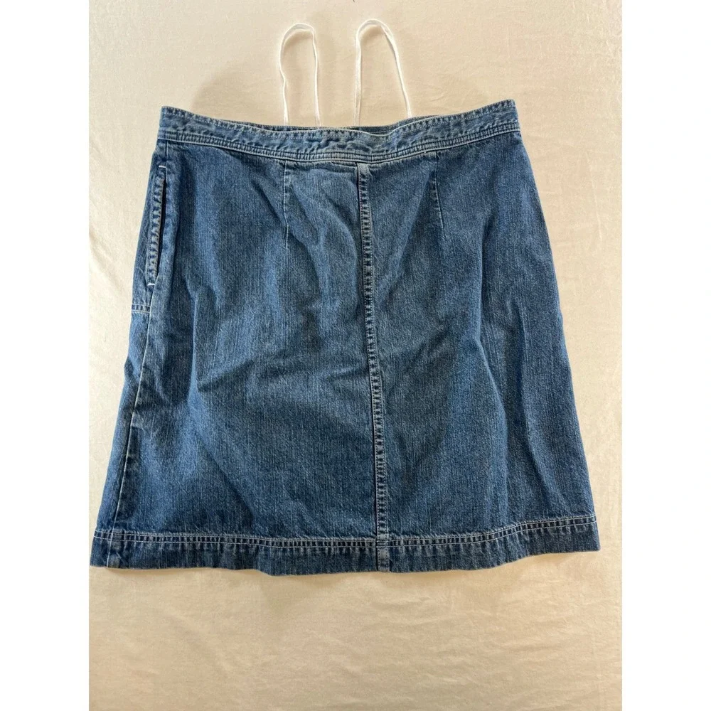 Christopher & Banks Womens Size 10‎ Medium Wash Denim A-Line Skirt Patch Pockets